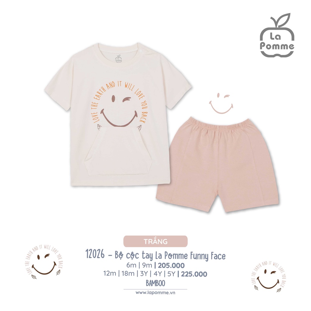 Lapomme Bộ cộc tay Lapomme bé trai Funny Face