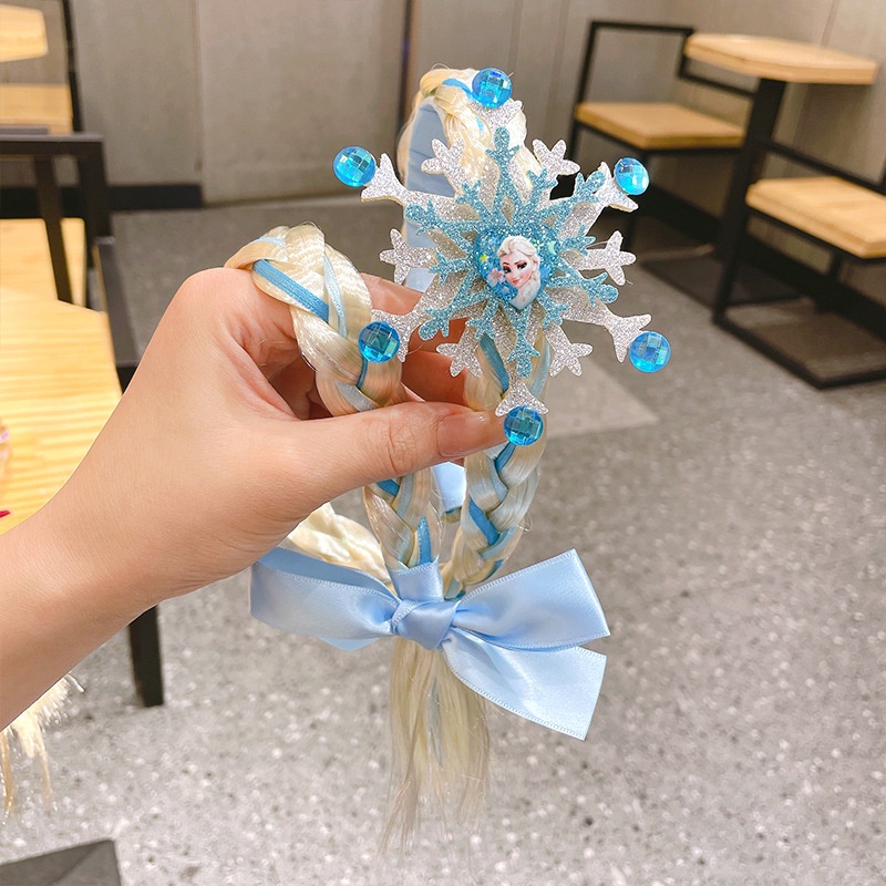Bờm tóc giả Elsa cho bé gái siêu dễ thương, tóc được tết dày và dài bé gái nào cũng thích mê