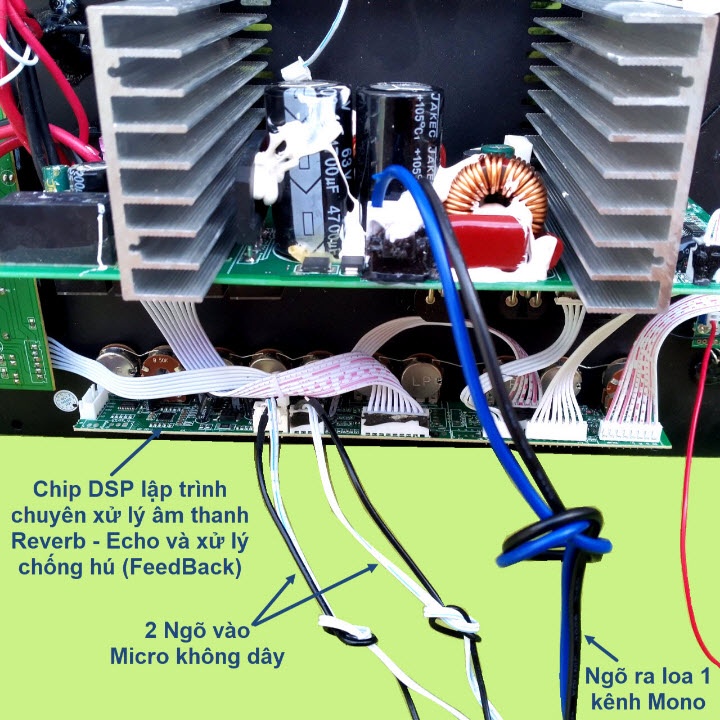 [Mã ELHACE giảm 4% đơn 300K] Mạch loa kéo Reverb chống hú 1 kênh Mono 400W – 800W kèm Microloa kéo 5 tấc đơn, 6 tấc đơn