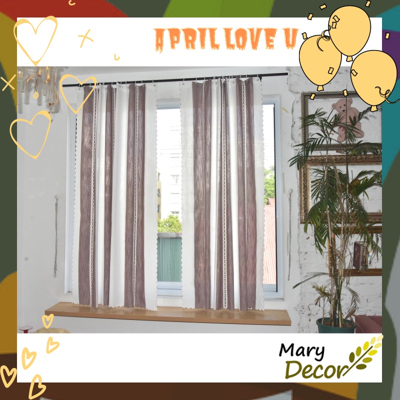 Rèm cửa sổ chống nắng chất liệu cotton thêu dày dặn trang trí phòng ngủ phòng khách sang trọng R-CC19