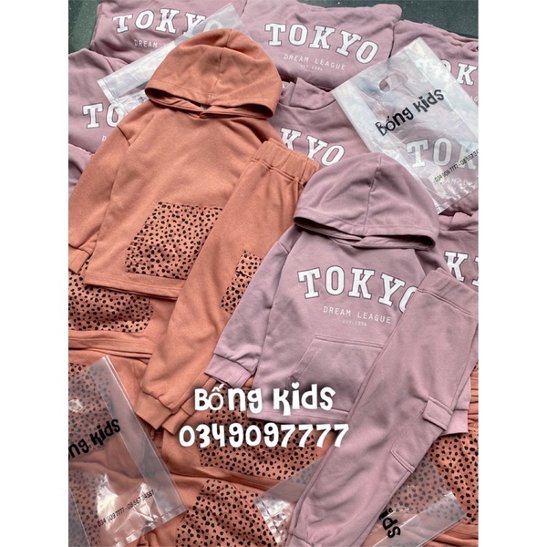 Bộ Nỉ Hoodie Bé Gái TúiKangaroo HaM