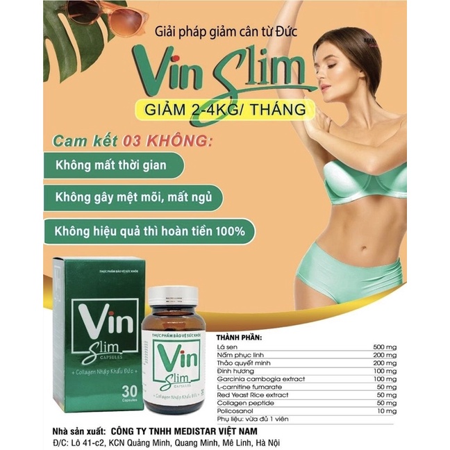 Giảm Cân VIN SLIM  - Nguyên liệu NK Đức - Giảm béo phì hiệu quả.