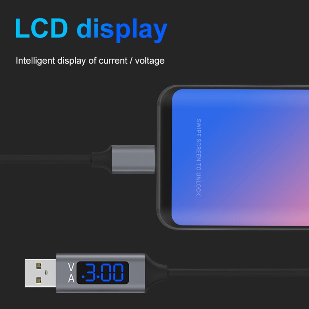 Dây cáp sạc nhanh 3.1A màn hình LED cho điện thoại Android iPhone