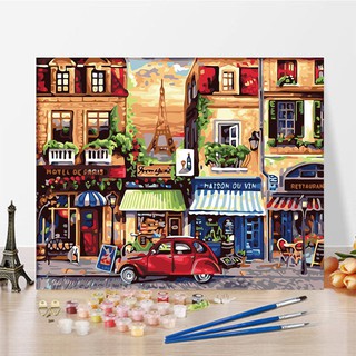 Tranh tô màu theo số❦✉☍tự làm sơn dầu kỹ thuật số phong cảnh biệt thự hoa cổ điển vẽ tay màu giải nén màu sơn trang trí