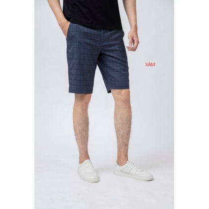 Quần Short Âu KWIN KSO016S1 Vải Co Giãn, Kẻ Caro Sang Trọng, Form Regular