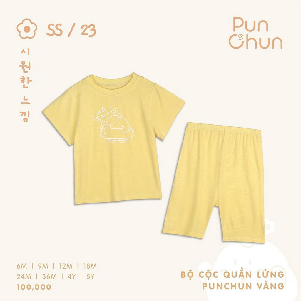 Bộ quần áo hè PUNCHUN trẻ em cộc quần lửng vải cotton mỏng hè [ PUNCHUN Việt Nam 2023 ]