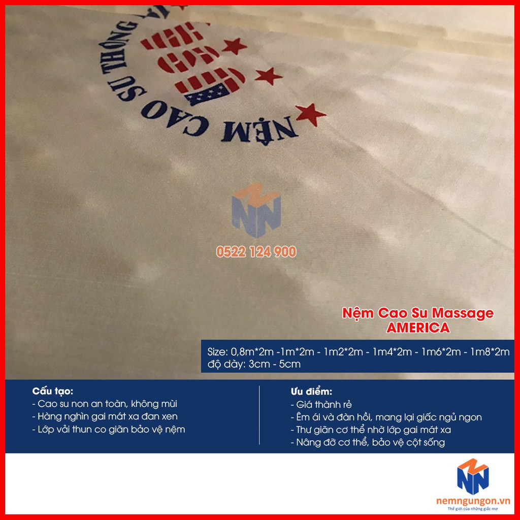 Nệm cao su non matxa America - Dày 5cm - Phạm Thanh