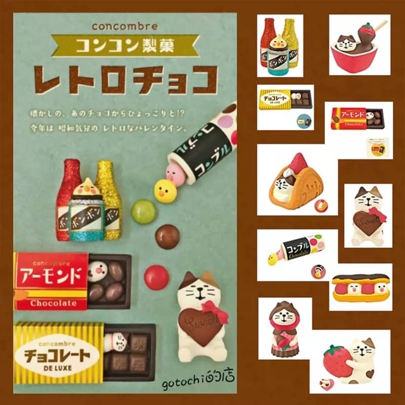 Mô Hình chú mèo Zakka Phong Cách Nhật Bản Serie Tiệm Socola Dâu Tây