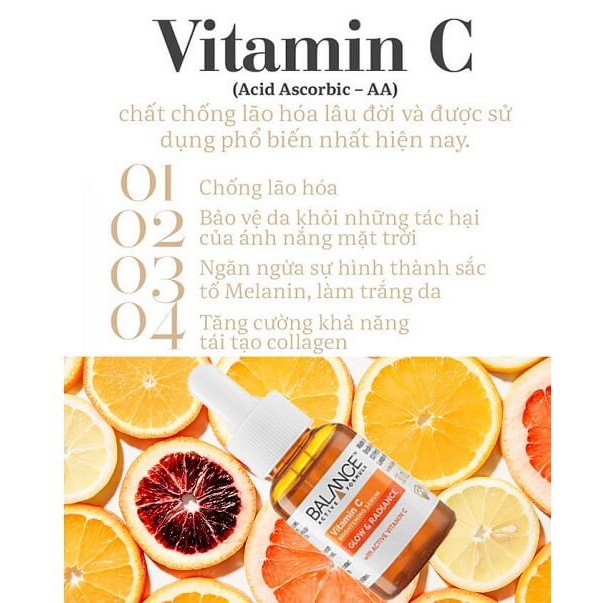 Bộ serum Vitamin C + Hyaluronic Balance trắng da căng mượt Active Formula 30ml/ chai