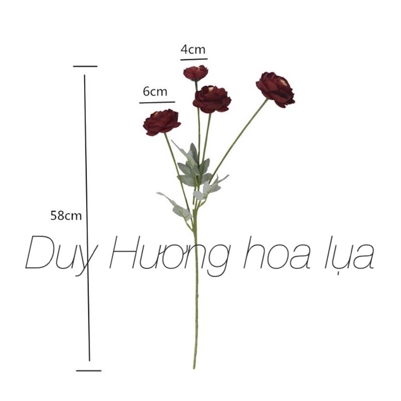 Cành Hoa Trà Mao Lương 4 Bông - HOA GIẢ,HOA LỤA