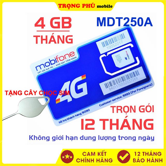 [MOBILE 12TH] Sim 4G Mobifone Trọn Gói 12 Tháng Không Nạp Tiền