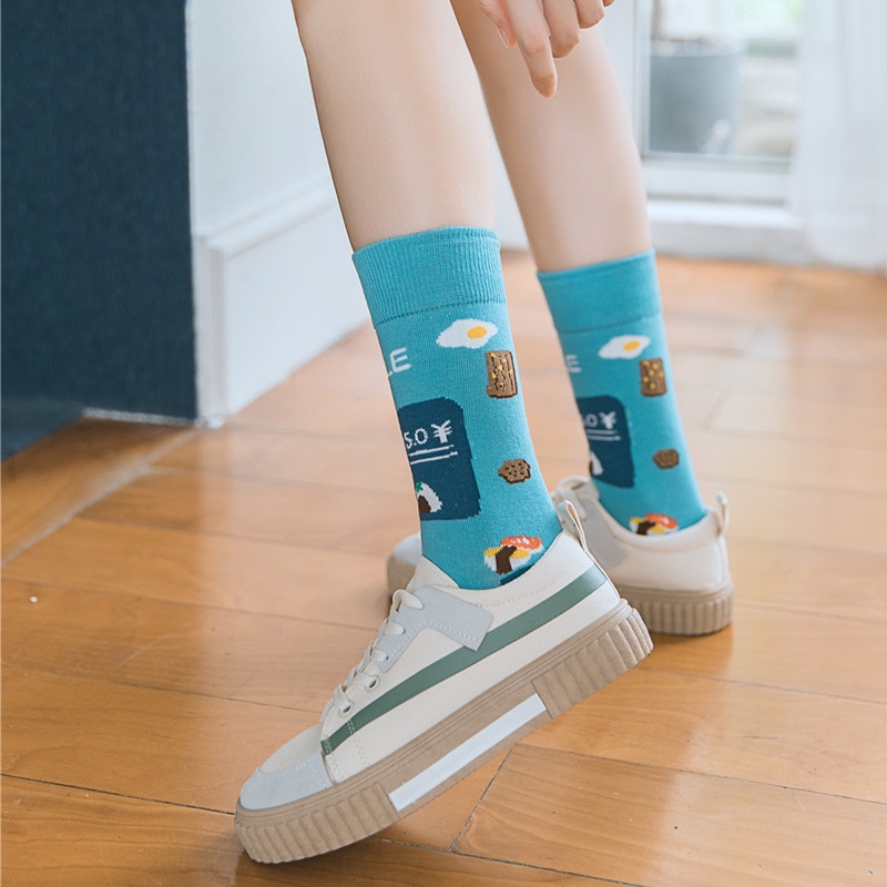 Vớ tất unisex núi lửa chuối xanh cổ cao