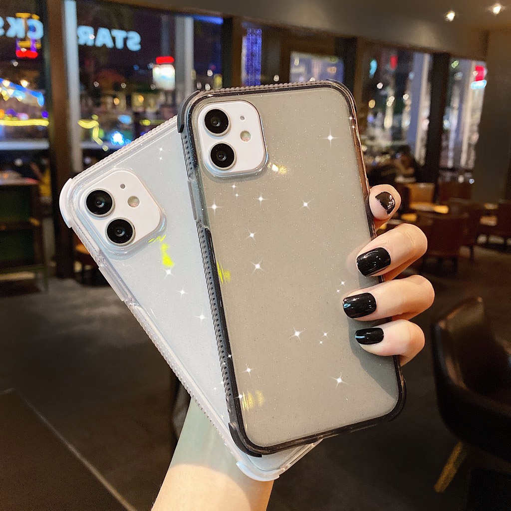 Ốp lưng điện thoại Glitter Powder cho iPhone 11 12 pro max XS Max XR X Ốp lưng TPU mềm trong suốt chống sốc cho iPhone 7 8 Plus Cas