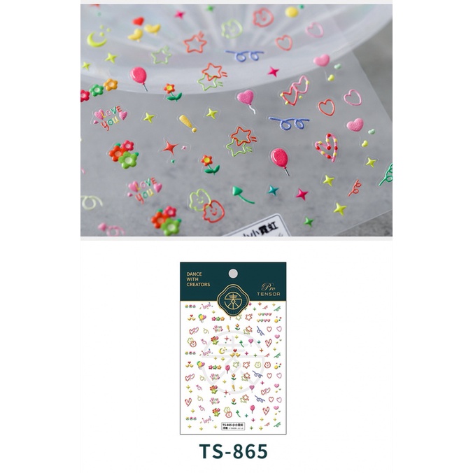 Miếng Dán Trang Trí Móng Tay Nghệ Thuật Màu Neon TS865