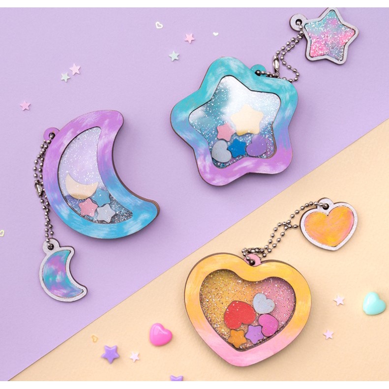 SET DIY/ BỘ KIT TỰ LÀM MÓC KHÓA SHAKER BẰNG GỖ PHONG CÁCH HOẠT HÌNH DỄ THƯƠNG