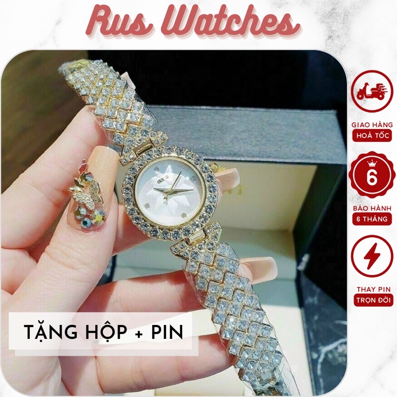 Đồng Hồ Nữ Dây Kim Loại Cao Cấp Viền Đá Full Mặt Và Dây Trend 2022