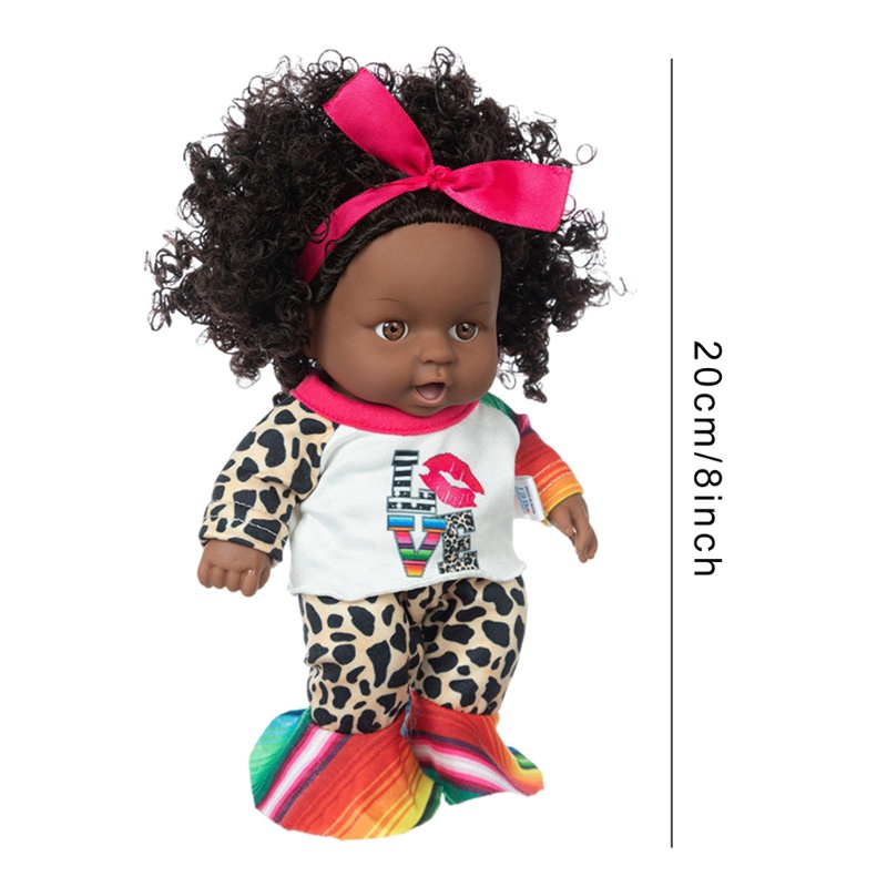 Búp Bê Bé Gái Da Đen 8 Inch Phong Cách Châu Phi Độc Đáo