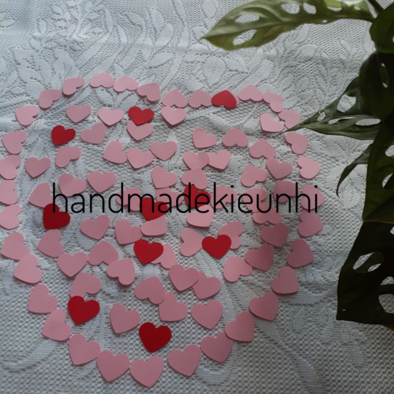 20-50 hình trái tim 2.5 x 2cm,4.9 X 4.2cm bằng giấy màu - thủ công mầm non cho bé, trang trí thiệp, bưu thiếp, bao lì xì
