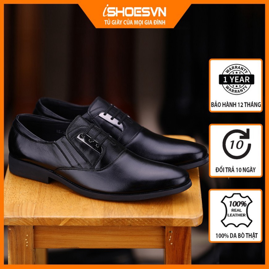 Giày da nam công sở ISHOESVN IS011 - Giày buộc dây giày ishoes