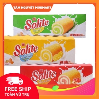 Bánh bông lan cuộn kem Solite hộp 360g 20 chiếc