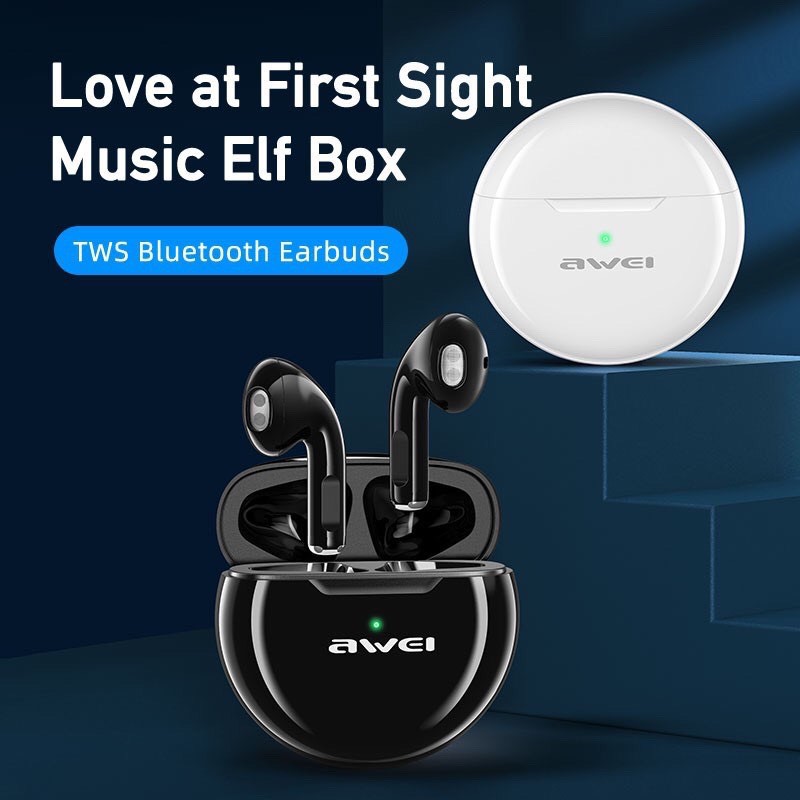 Tai Nghe Bluetooth Awei T17 - Bluetooth V5.0 - Không Dây Kèm Hộp Sạc Nhỏ Tròn Tiện Dụng - Hàng Chính Hãng