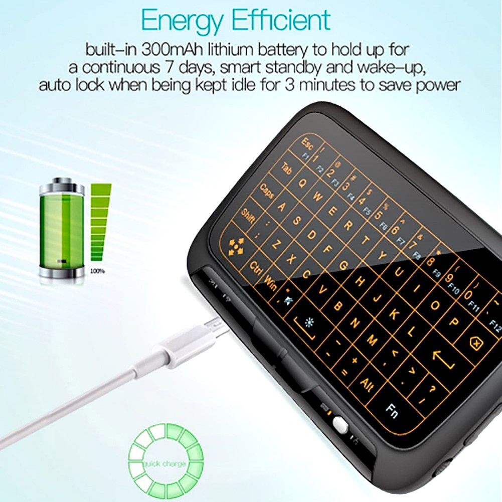 Mini Wireless Keyboard Full Touchpad 2.4Ghz Backlit Remote Control For PC