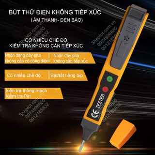 Bút thử điện không tiếp xúc thông minh VD806, có âm thanh và đèn báo, kiểm tra được dây điện bị đứt