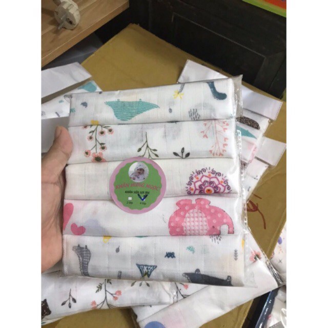 Set 5 chiếc khăn sữa sợi tre 4 lớp