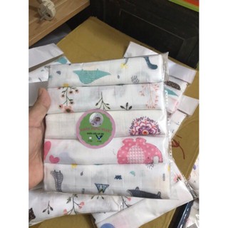Set 5 chiếc khăn sữa sợi tre 4 lớp