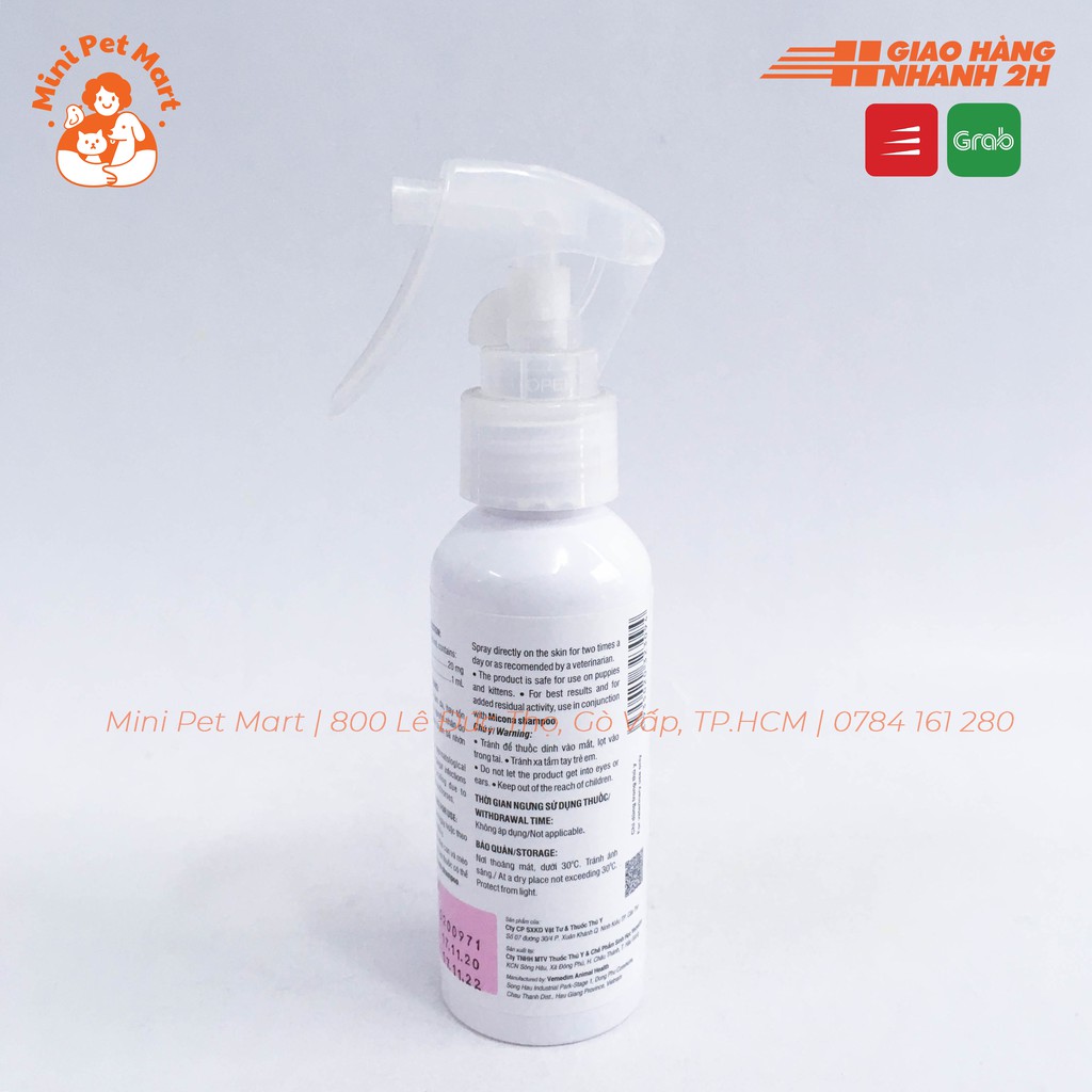 MICONA SPRAY - Thuốc xịt trị viêm da, nấm da, viêm nang lông cho chó mèo (100ml)