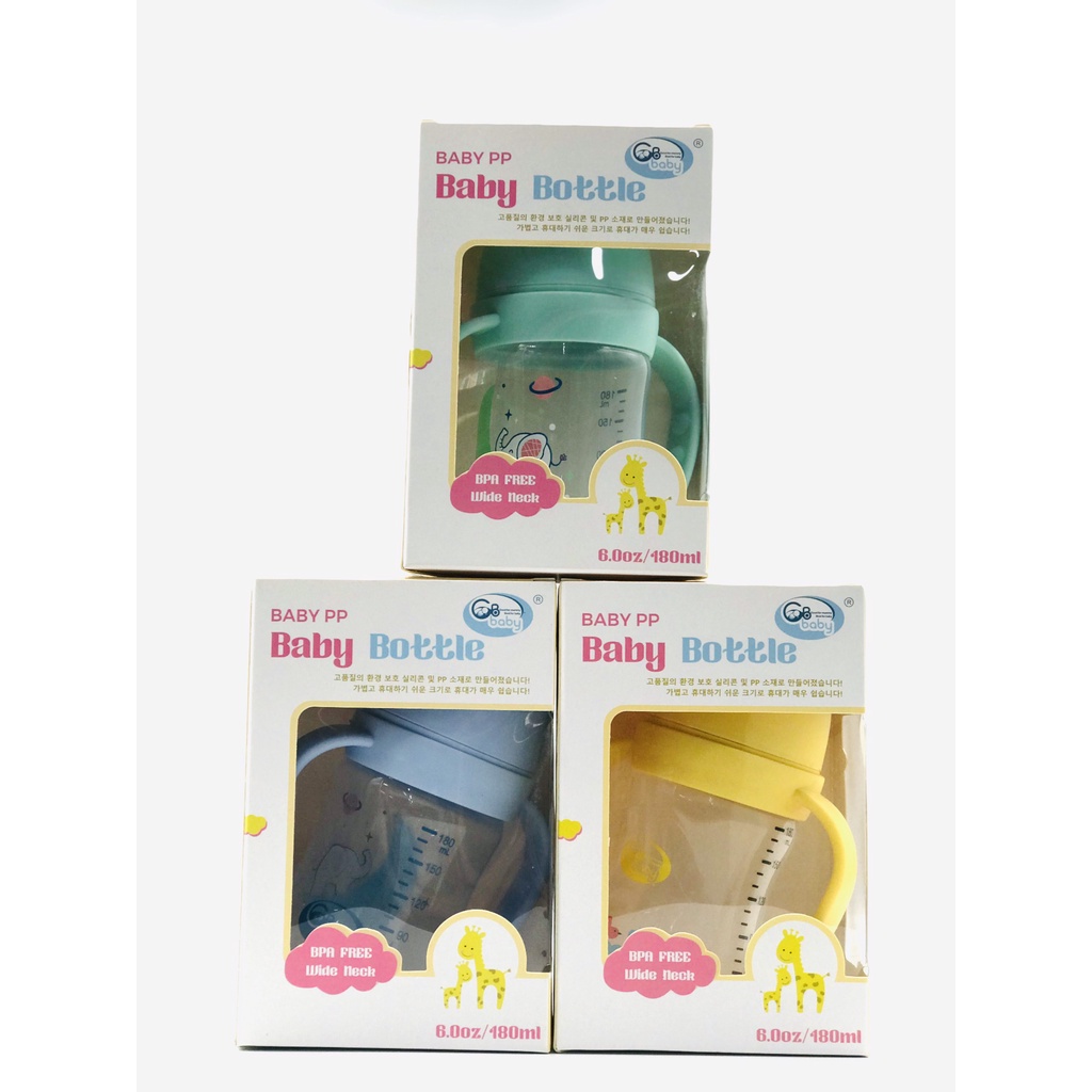 Bình sữa PP GB Baby cổ rộng 180ml - chính hãng