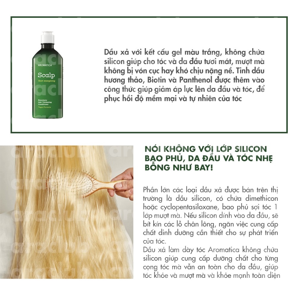 [Hàng chính hãng] Dầu xả chiết xuất hương thảo Aromatica Rosemary Hair Thickening Conditioner 250ml/400ml