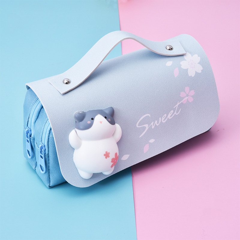 Túi Đựng Bút 3 Ngăn Sức Chứa Lớn Có Khóa Kéo Tiện Dụng Cho Bé