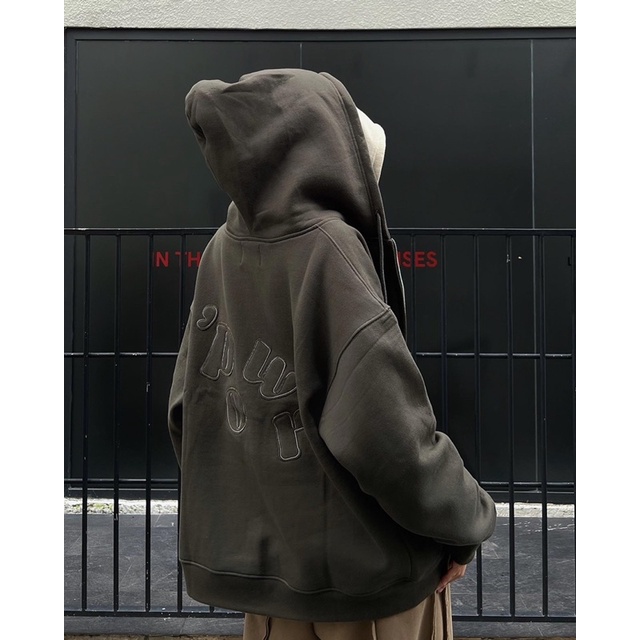ÁO KHOÁC UNISEX ZIP HOODIE ALPHABET PATCH POWROFFICIAL