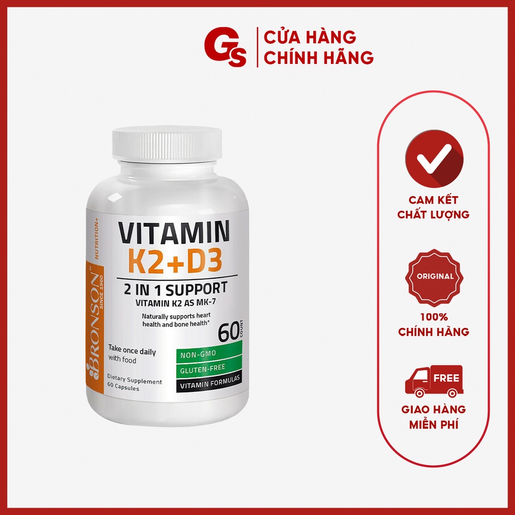 Viên uống bảo vệ xương khớp Bronson Vitamin D3 + K2 tăng đề kháng, hiệu quả luyện tập