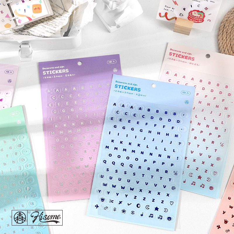 Sticker Bảng Chữ Cái Alphabet Icon Trang Trí Decal Trong Suốt Phong Cách Trendy Thời Thượng 👑