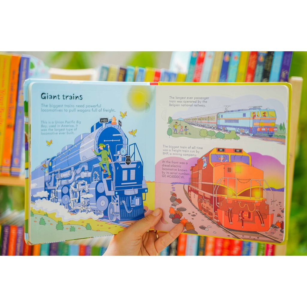 Sách Usborne - Look Inside Trains - lật mở khám phá phương tiện giao thông tàu hỏa