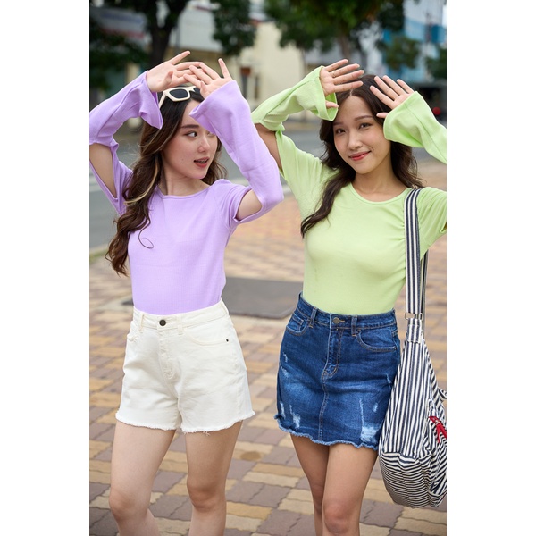 Áo Maybi ôm thun tay dài cutout