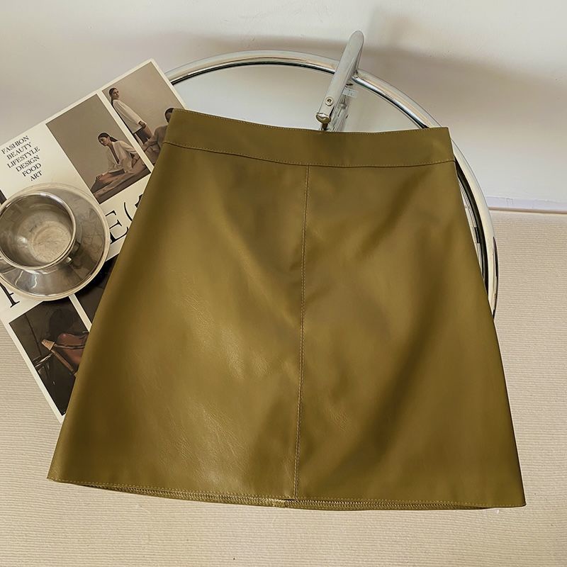 Chân Váy Chữ a Lưng Cao Bằng Da Thời Trang Thu Đông Dành Cho Nữ