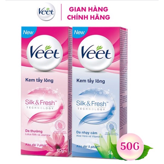 KEM TẨY LÔNG VEET SILK & FRESH 50G, CHÍNH HÃNG SÃN XUẤT TẠI PAKISTAN ( DÀNH CHO DA THƯỜNG VÀ DA NHẠY CẢM)