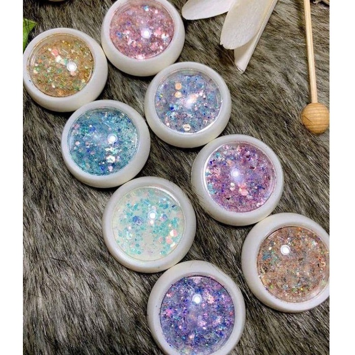 Nhũ Vảy Cá 9D kim tuyến Set 8 hũ đắp gel ẩn Nail