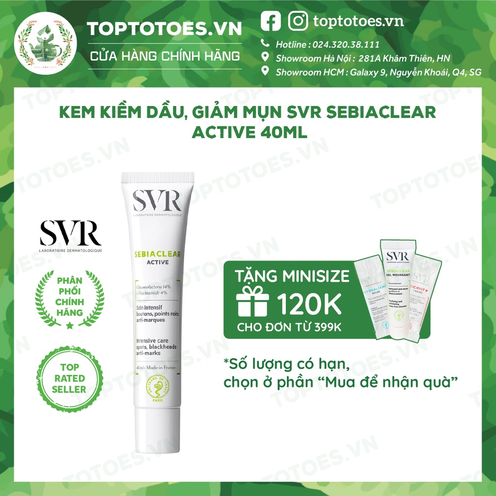 Kem kiềm dầu, giảm mụn SVR Sebiaclear Active 40ml