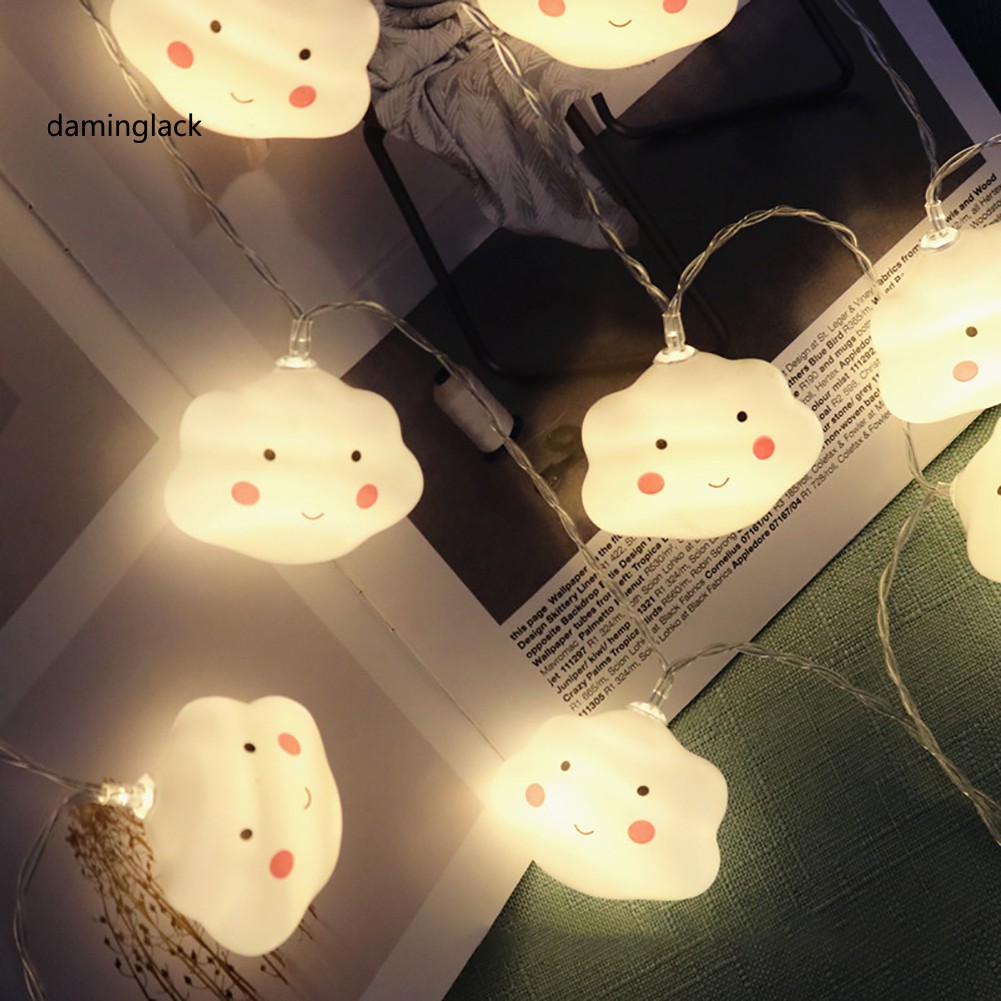 Dây Đèn Led 10 Bóng 1.65m Kiểu Dáng Đám Mây Mặt Cười Dễ Thương Dùng Để Trang Trí Các Bữa Tiệc