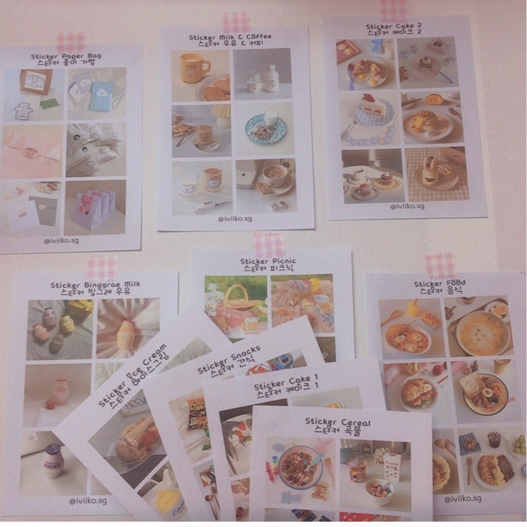 IVI IKO | Combo sticker tự cắt phong cách Hàn Quốc, trang trí sổ siêu xinh