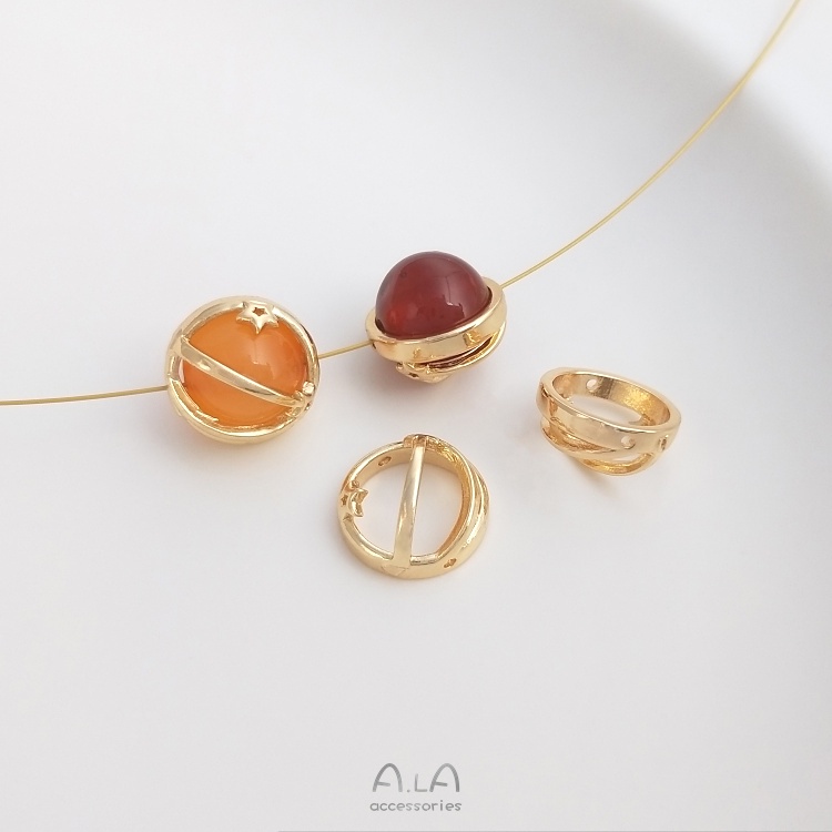 Bộ Giá Đỡ Nhẫn Bằng Đồng 14k Hình Bán Nguyệt Màu Vàng Kim Chất Lượng Cao