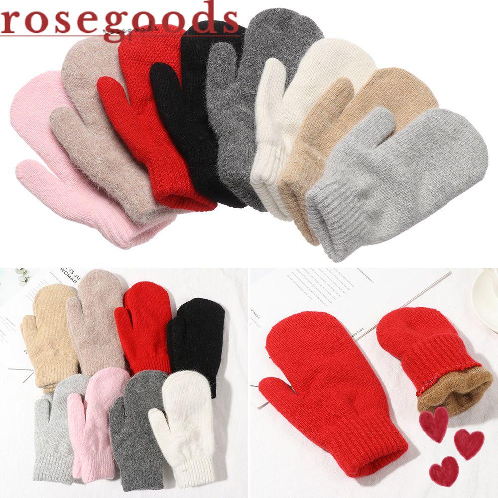 Găng Tay Lông Thỏ Mềm Mại Màu Trơn Giữ Ấm Mùa Đông