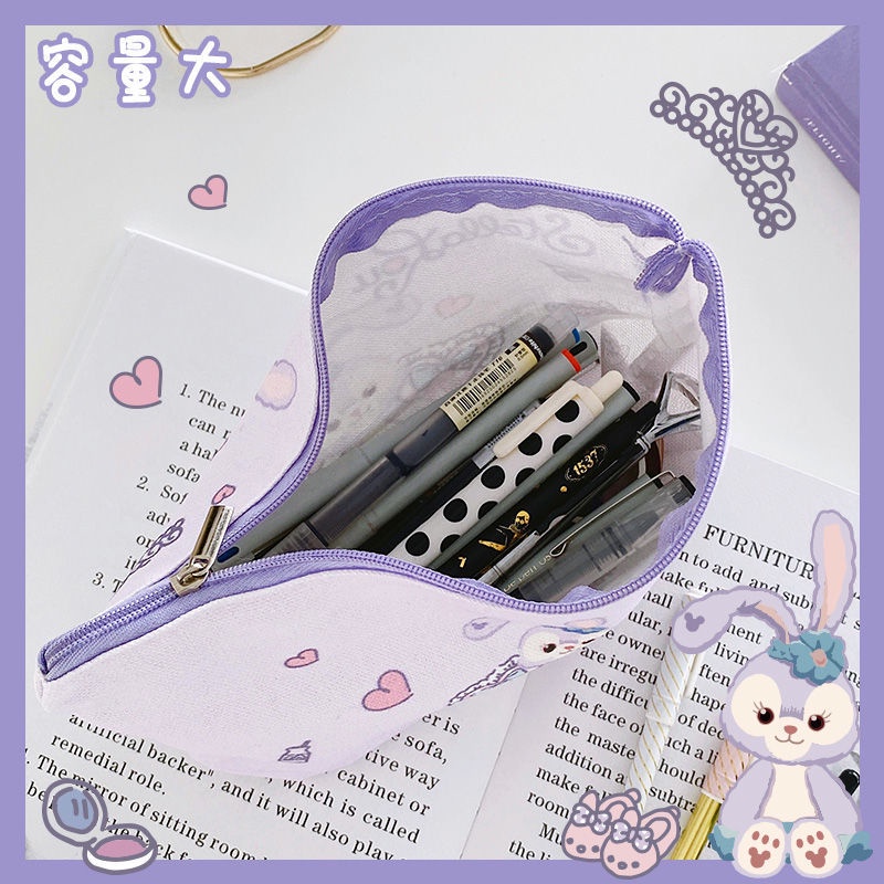 ♦☾﹍Xingdailu cartoon pencil case ins large-capacity student canvas stationery bag Japanese pencil bag cosmetic storage bag