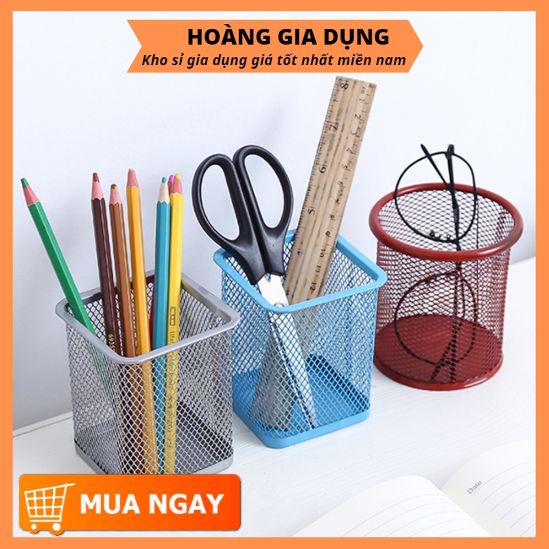 Hộp Đựng Bút Để Bàn Lưới Sắt Nhiều Màu H067