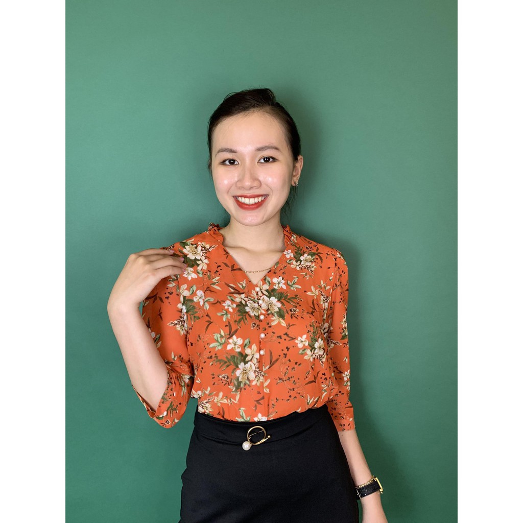 [Mã WASTUP giảm 10% tối đa 30K đơn 99K] Áo sơ mi nữ cổ V vải voan Emvy- A18 | BigBuy360 - bigbuy360.vn