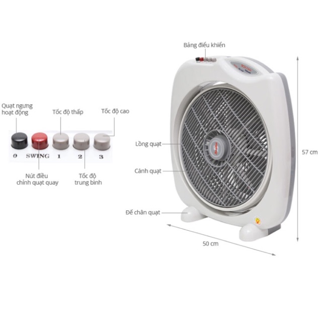 [Mã ELHA22 giảm 5% đơn 300K] Quạt hộp Senko BD850 sải cánh 40cm